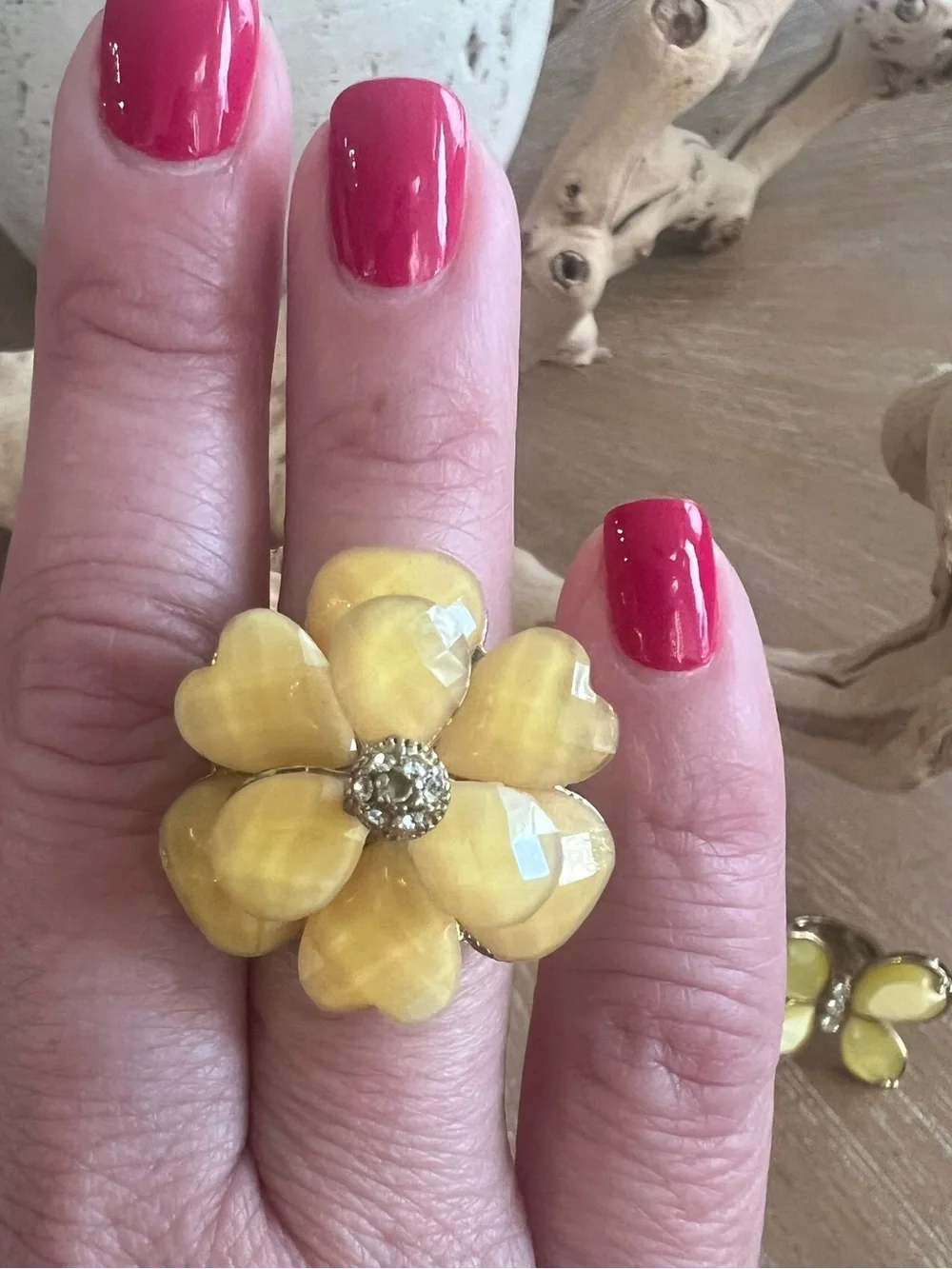 Yellow Flower Statement Ring - Women Jewelry